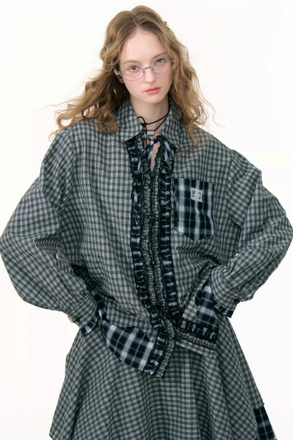 Retro Plaid Long-Sleeved Shirt