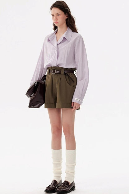 Niche Purple Long-Sleeved Shirt