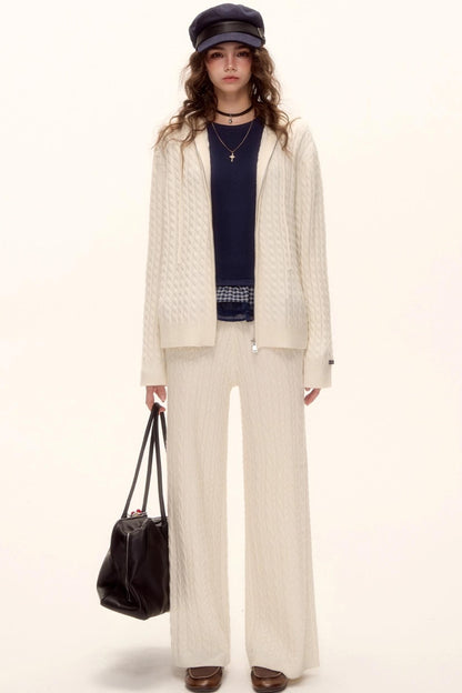 Wool Twist Hooded Knit Set-Up