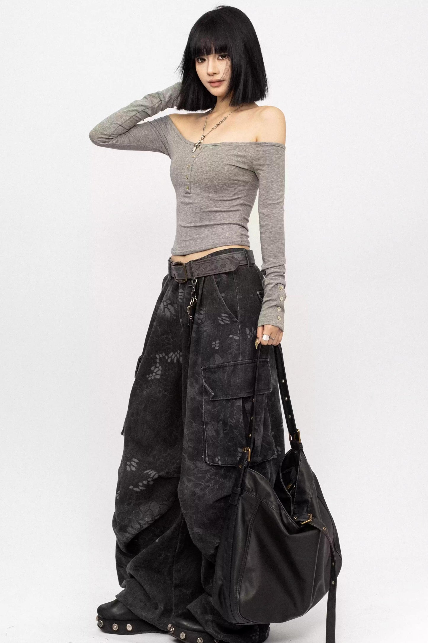 오프숄더 블랙 탑