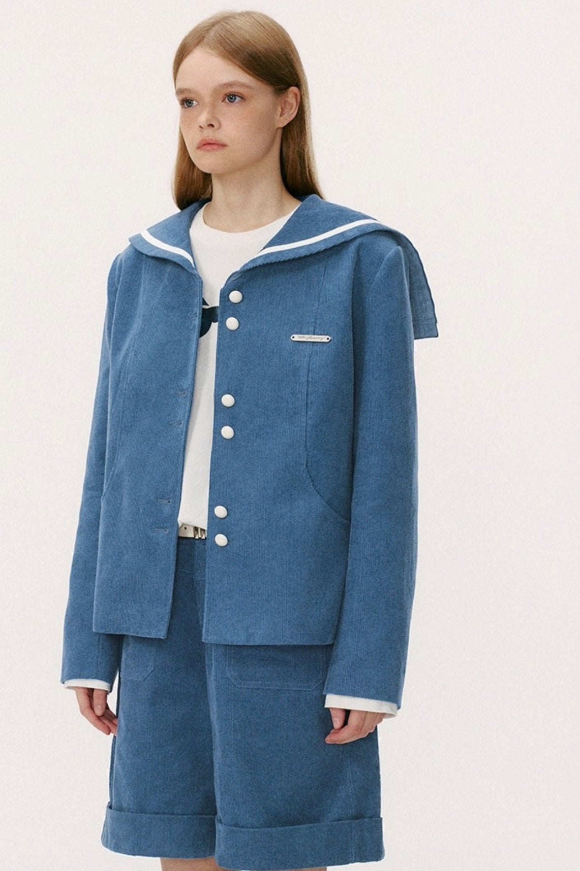 Navy Collar Corduroy Jacket