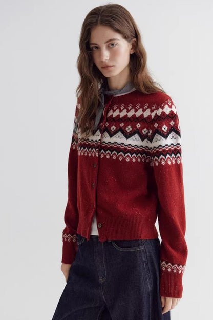 Fair Isle Sheep Wool Cardigan