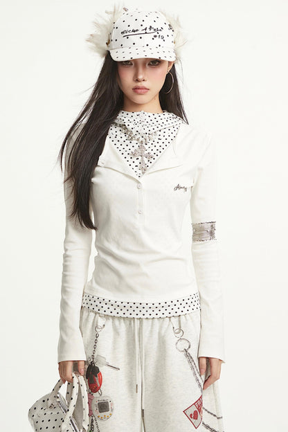 Vintage Polka Dot Long Sleeve T-Shirt