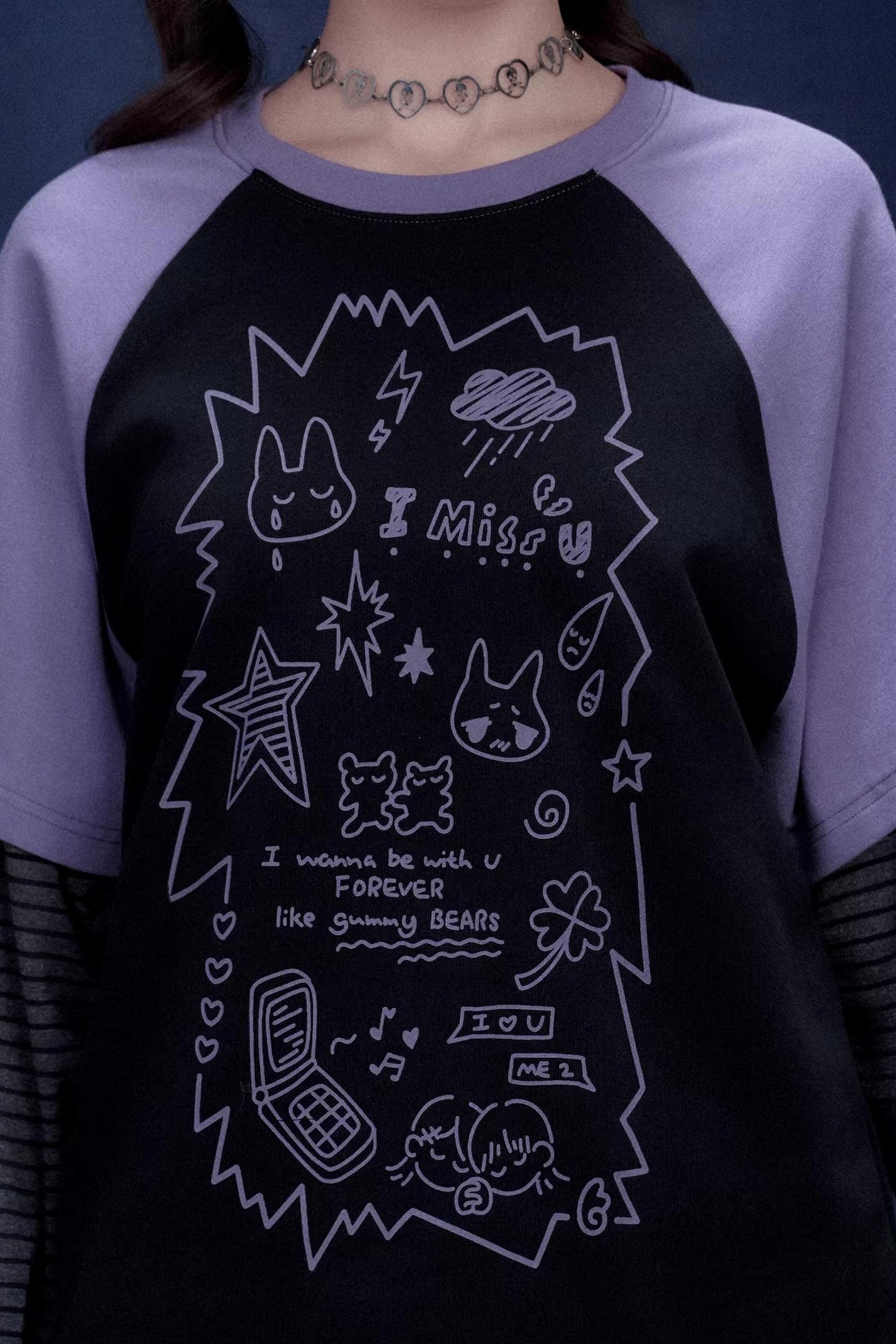 Graffiti Print Two-Piece T-Shirt Set-Up