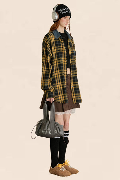 American Vintage Plaid Frayed Shirt