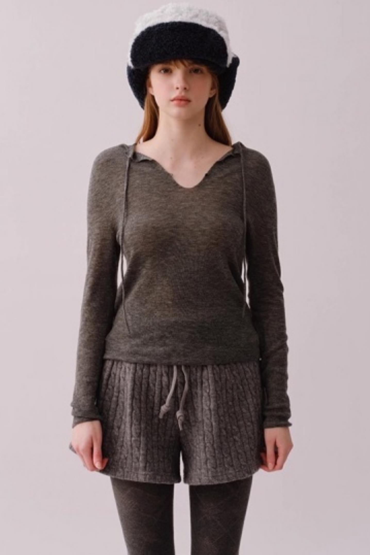 Water-Soluble Wool Knitted Blouse