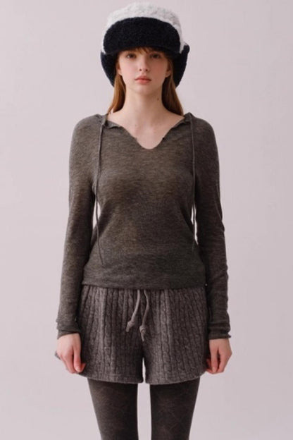Water-Soluble Wool Knitted Blouse