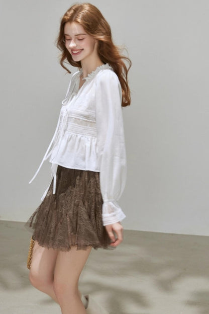 Autumn V-Neck Tencel Shirt