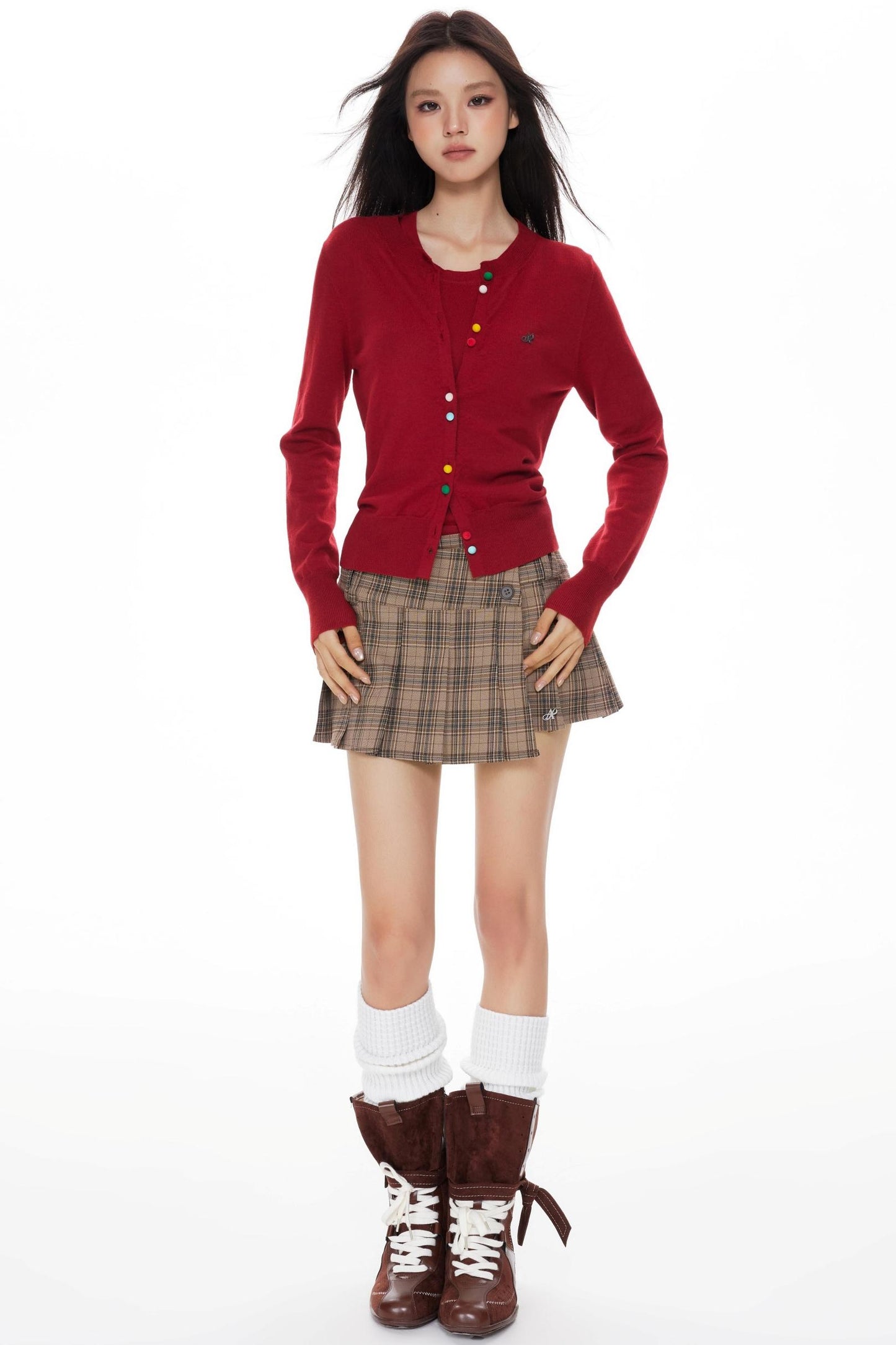 Colorful Knit Cardigan Set