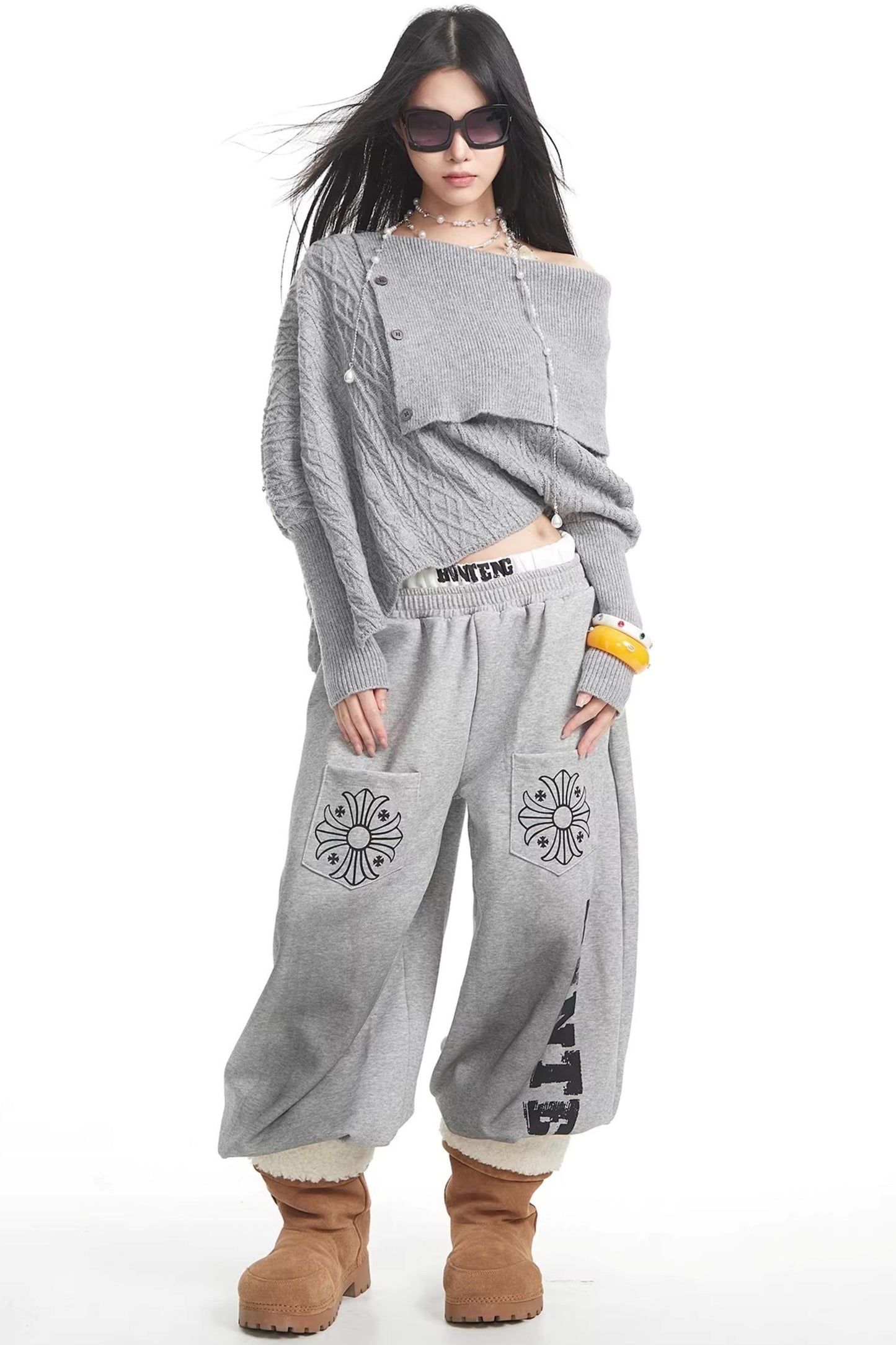 White One-Shoulder Knitted Sweater