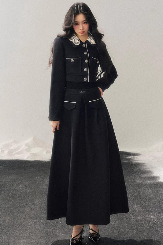 Whisper Lace Winter Suit Skirt Set-Up