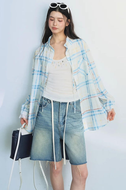 Raw Navy Denim Shorts