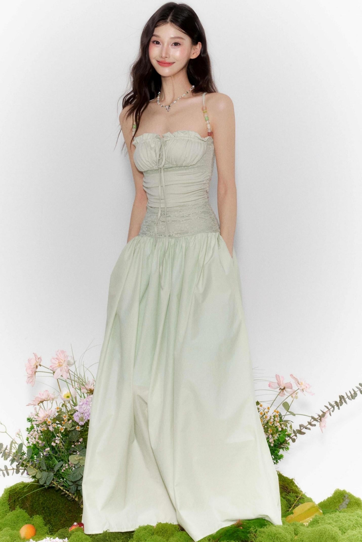 Island Lace-Up Halter Dress