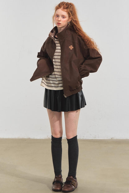 Vintage Reversible Stand-Up Collar Jacket