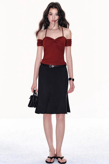 Twisted One-Shoulder Halter Top