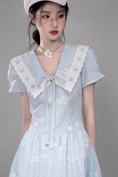 Leisurely Blue Collar Dress