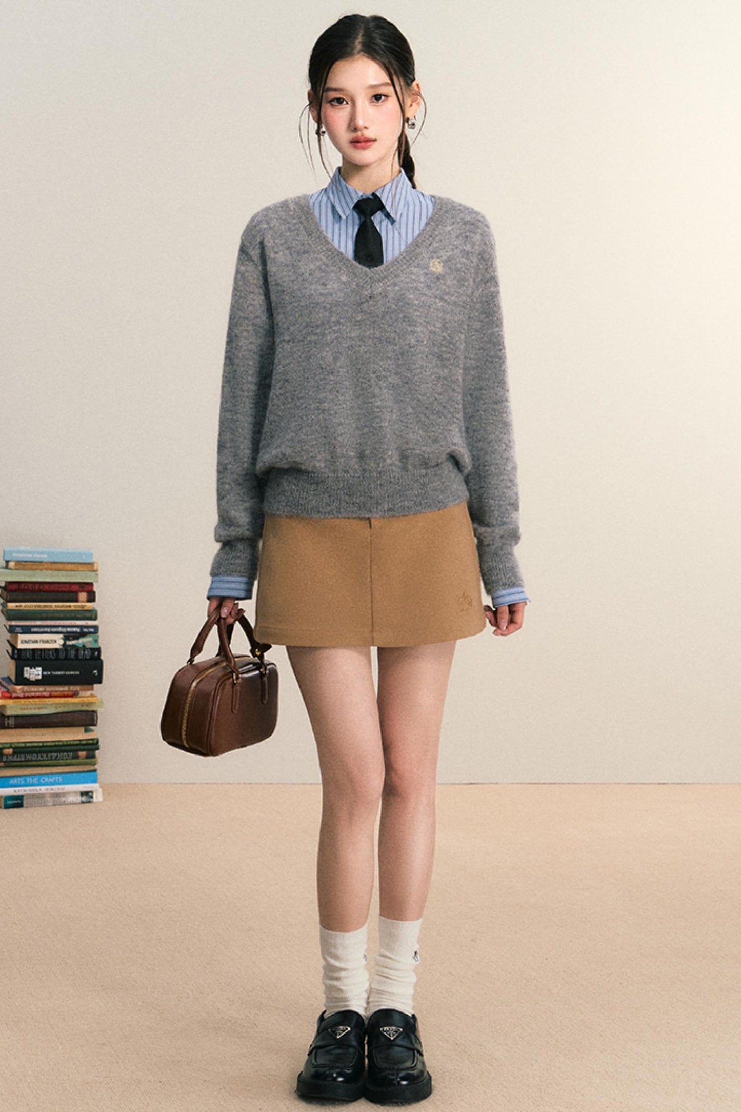 Slim High-Waisted Woolen Skirt