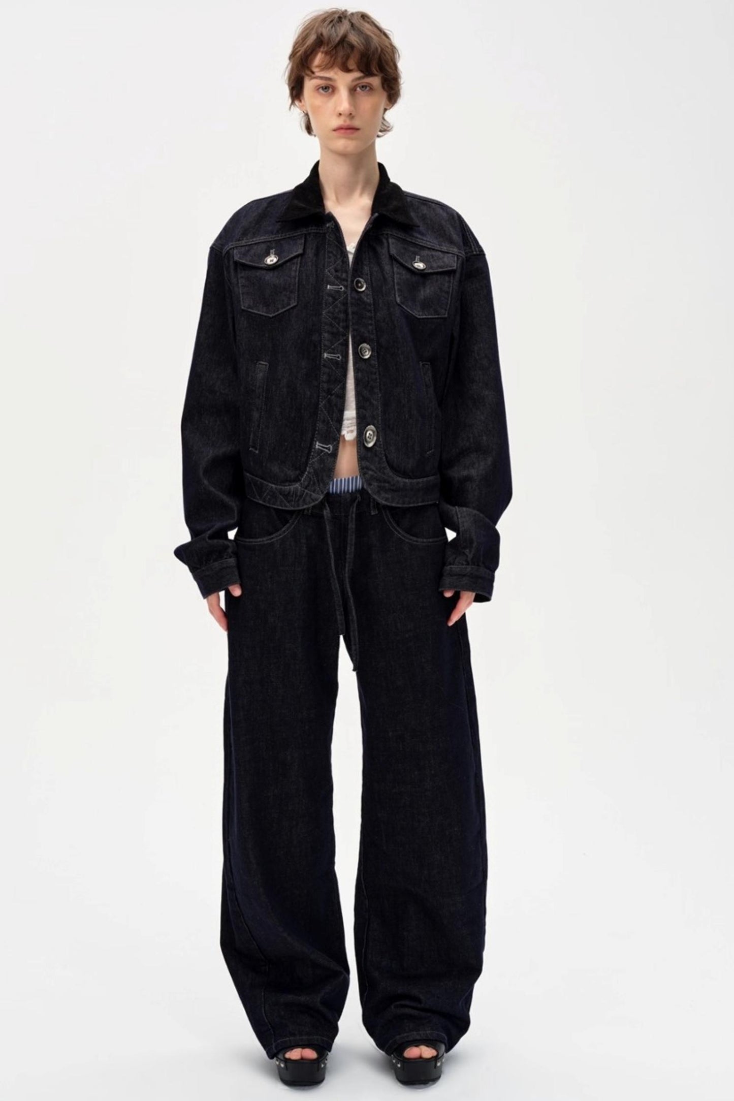 Cow Color Slim-Fitting Cotton Straight-Leg Pants