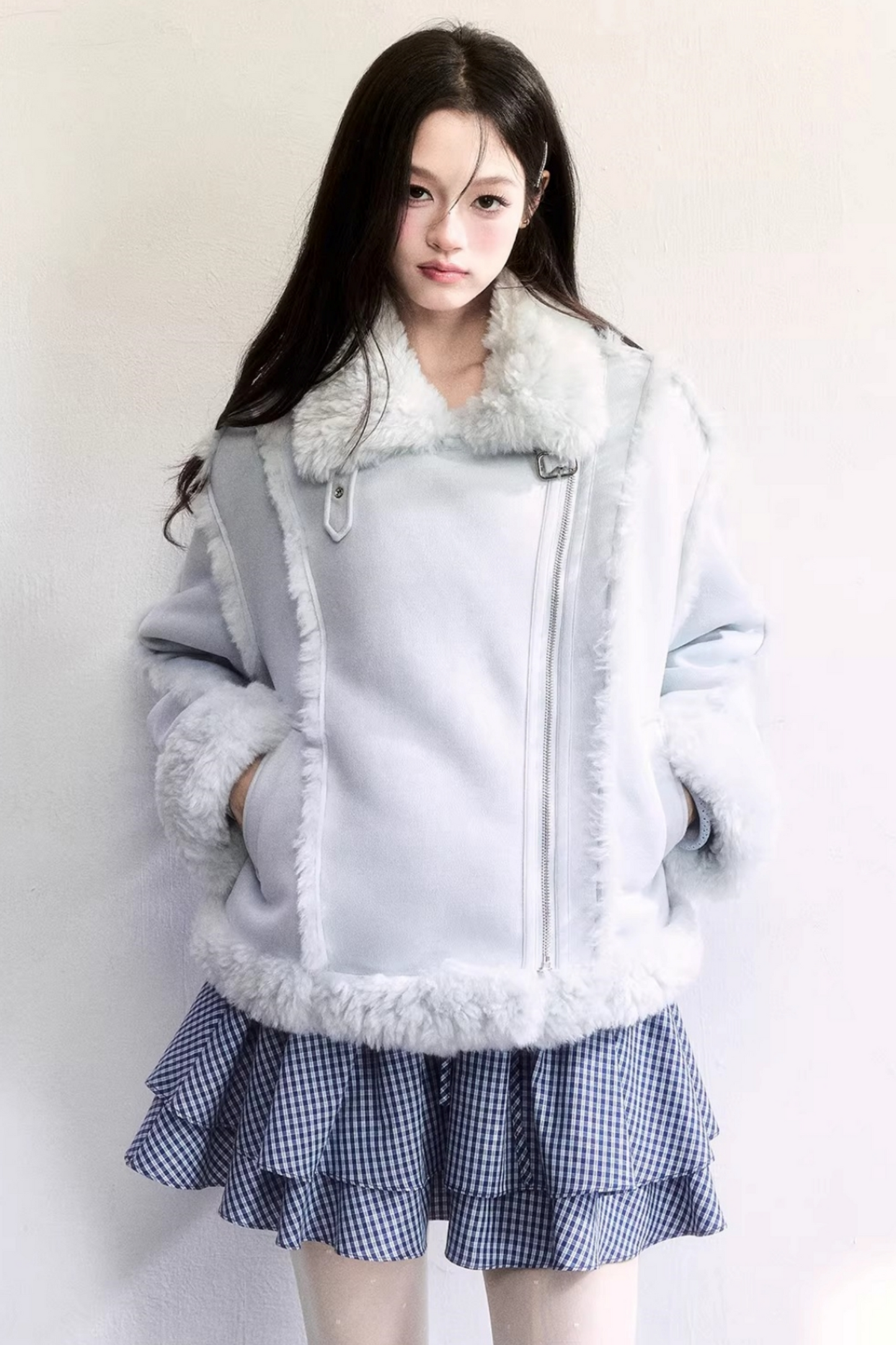 Blue Plaid Ruffled Skirt