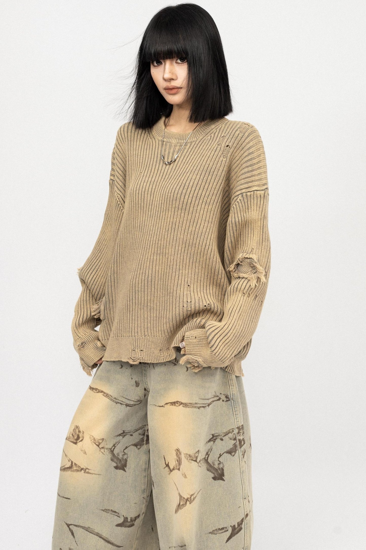 Vintage Distressed Black Sweater