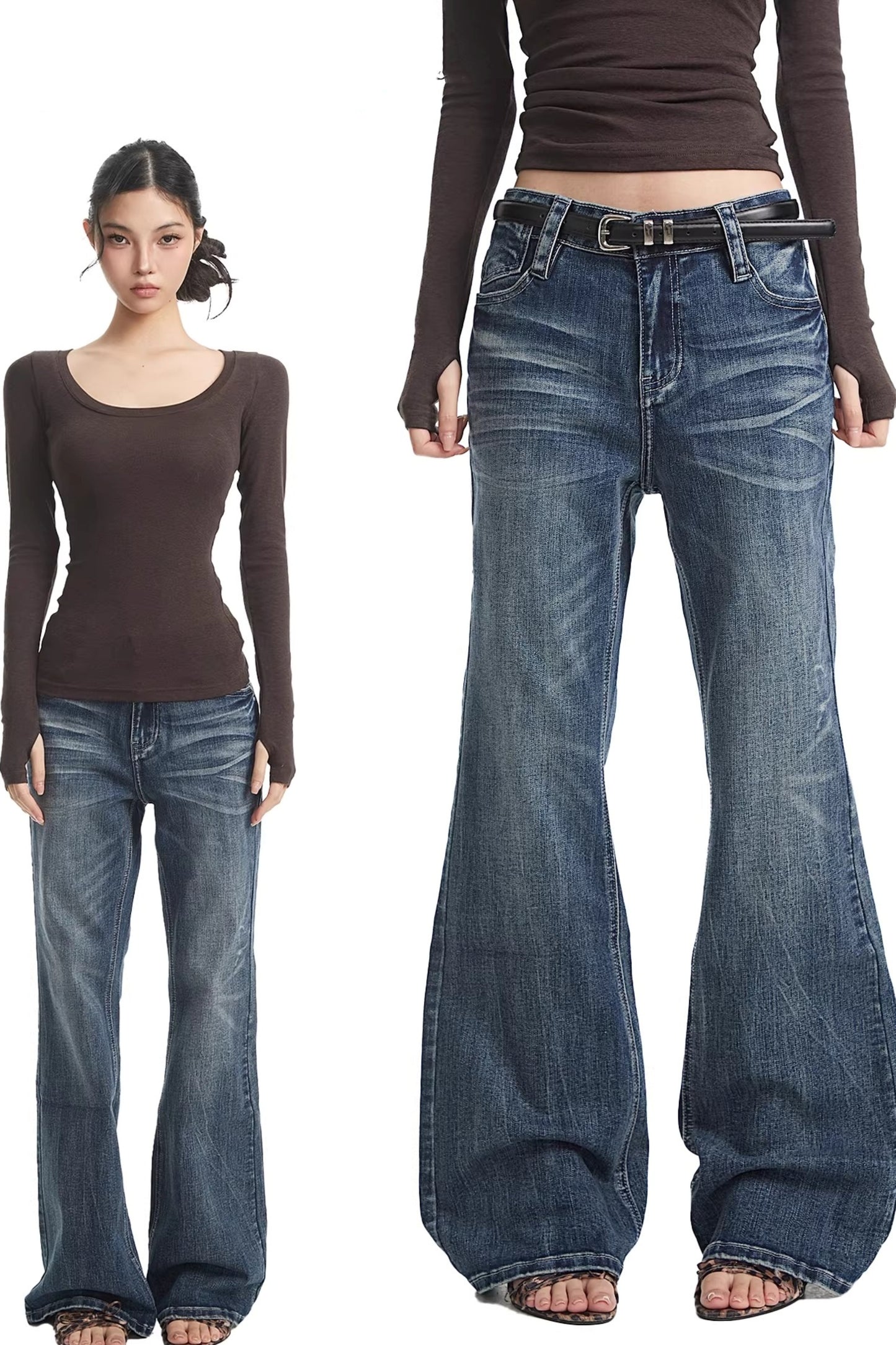 Retro Flared Denim Pants