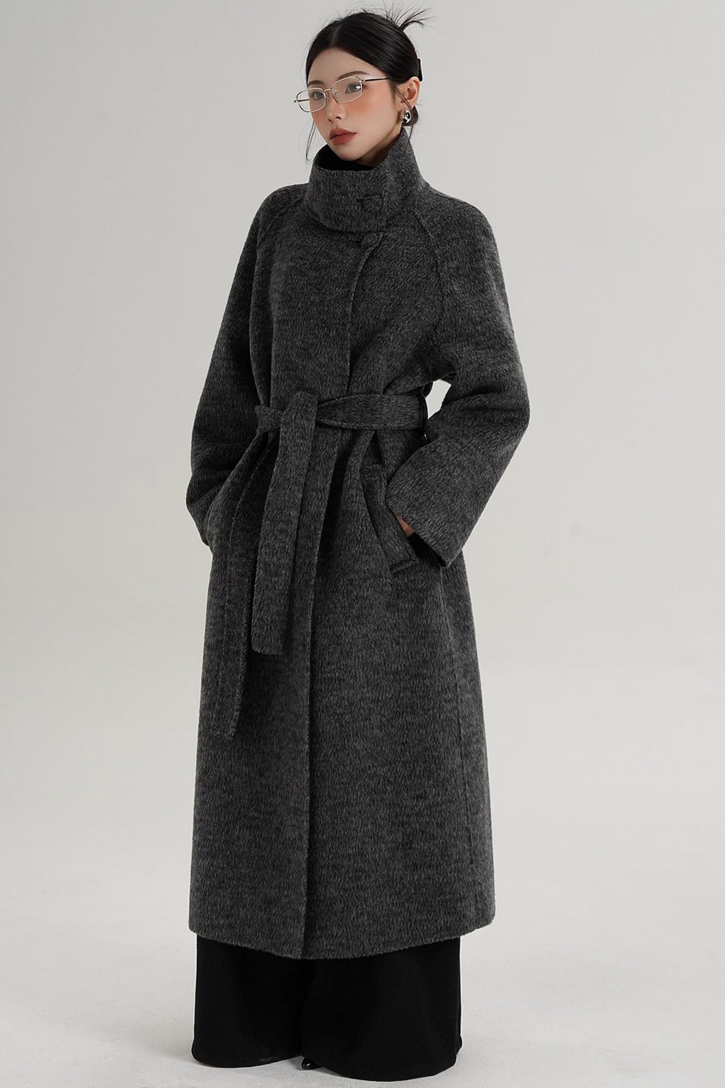 Elegant Athens Gray Wool Coat