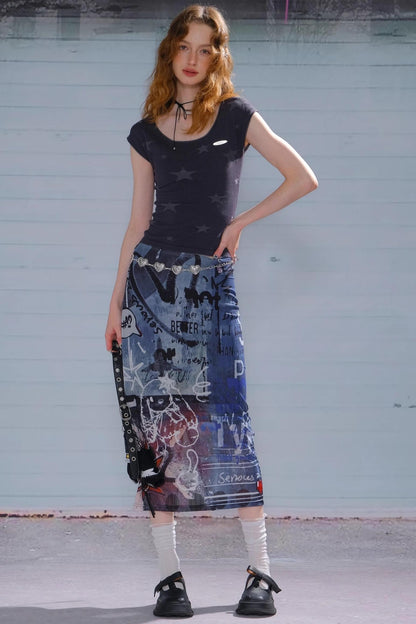 Vintage High-Waist Maxi Skirt