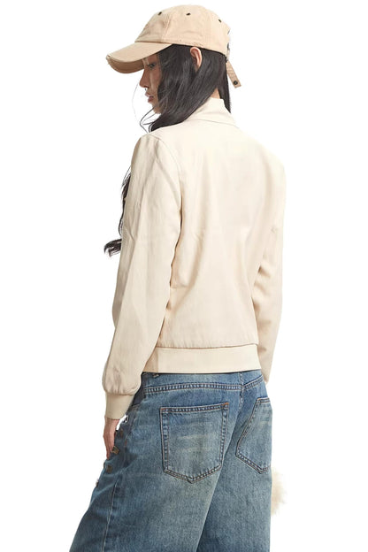 Apricot Leather Autumn Jacket