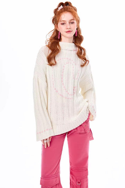 Apricot White Knit Sweater
