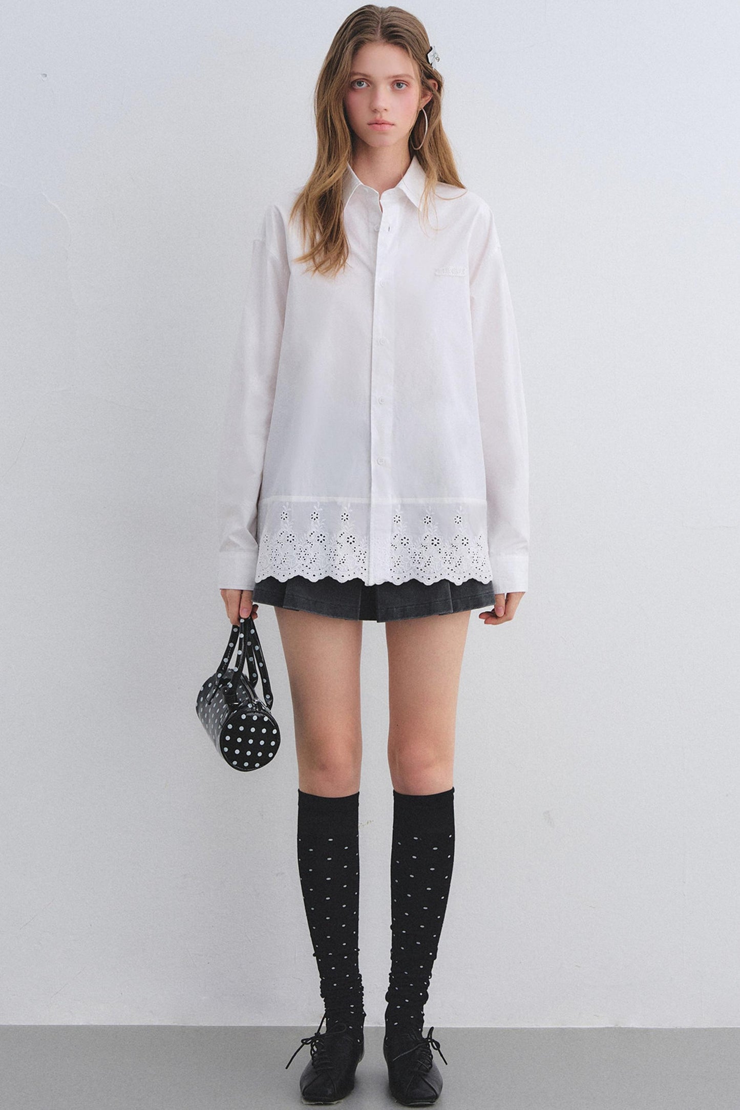 Cut-Out Embroidered Polo Shirt