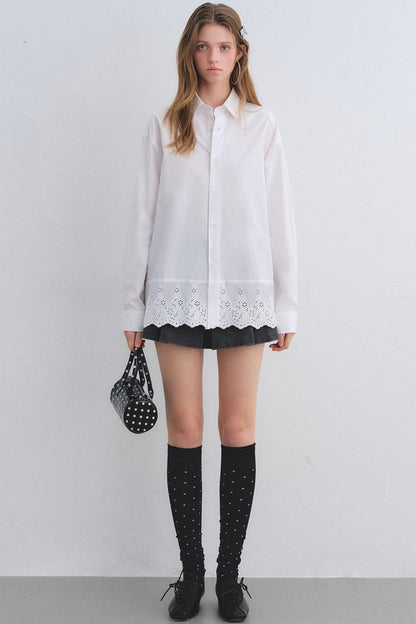 Cut-Out Embroidered Polo Shirt