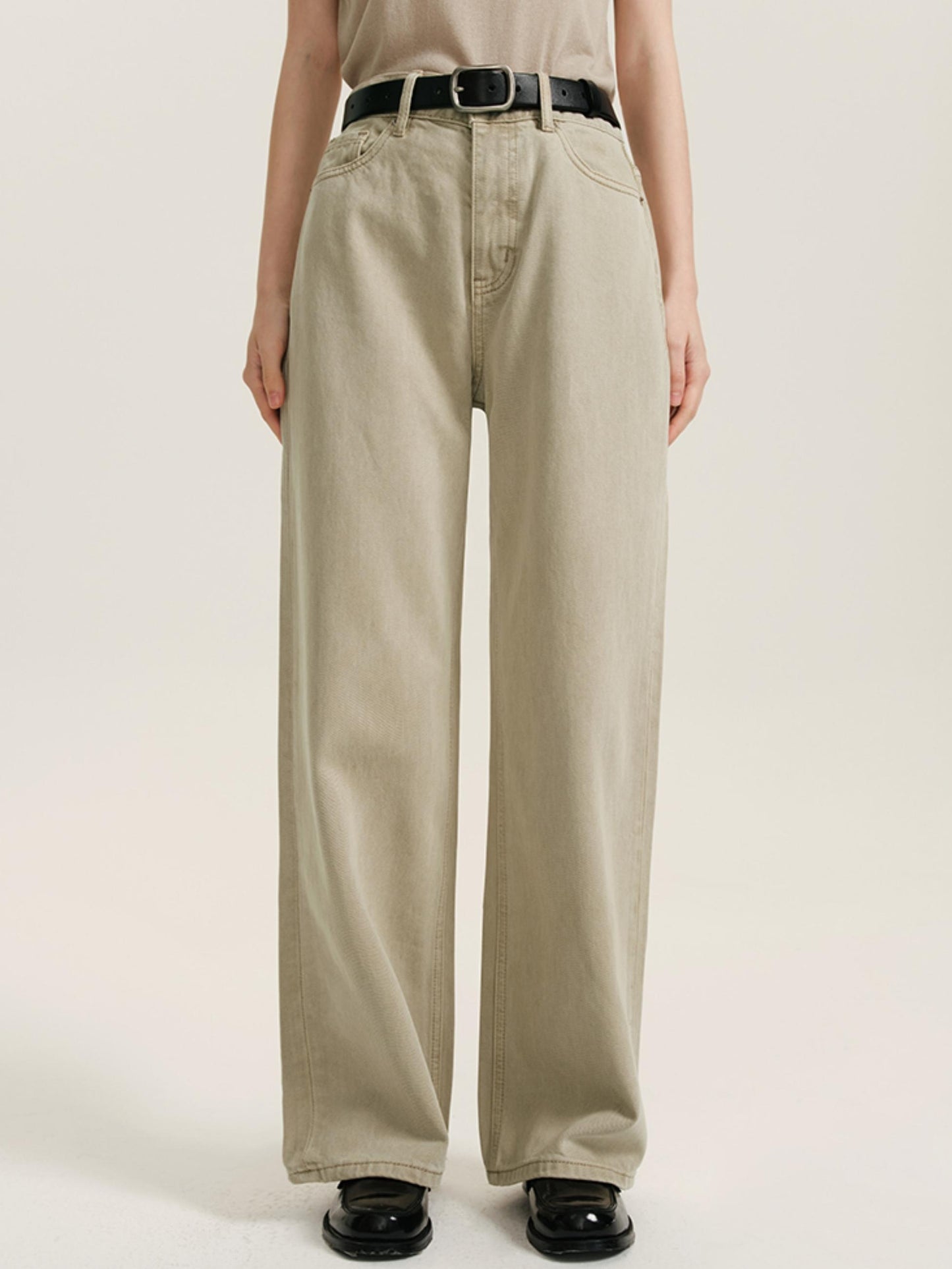 High-Waisted Tencel Straight Pants