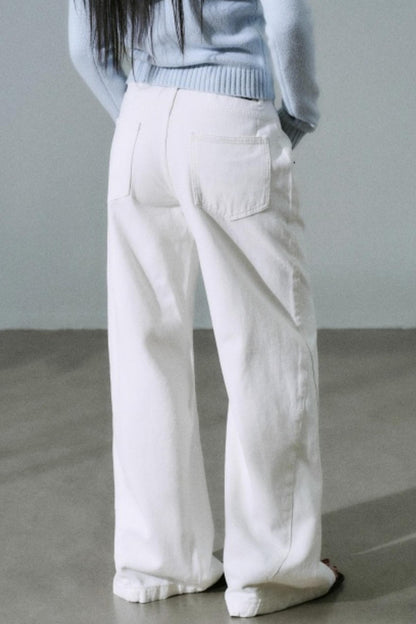 White Cotton Denim Pants