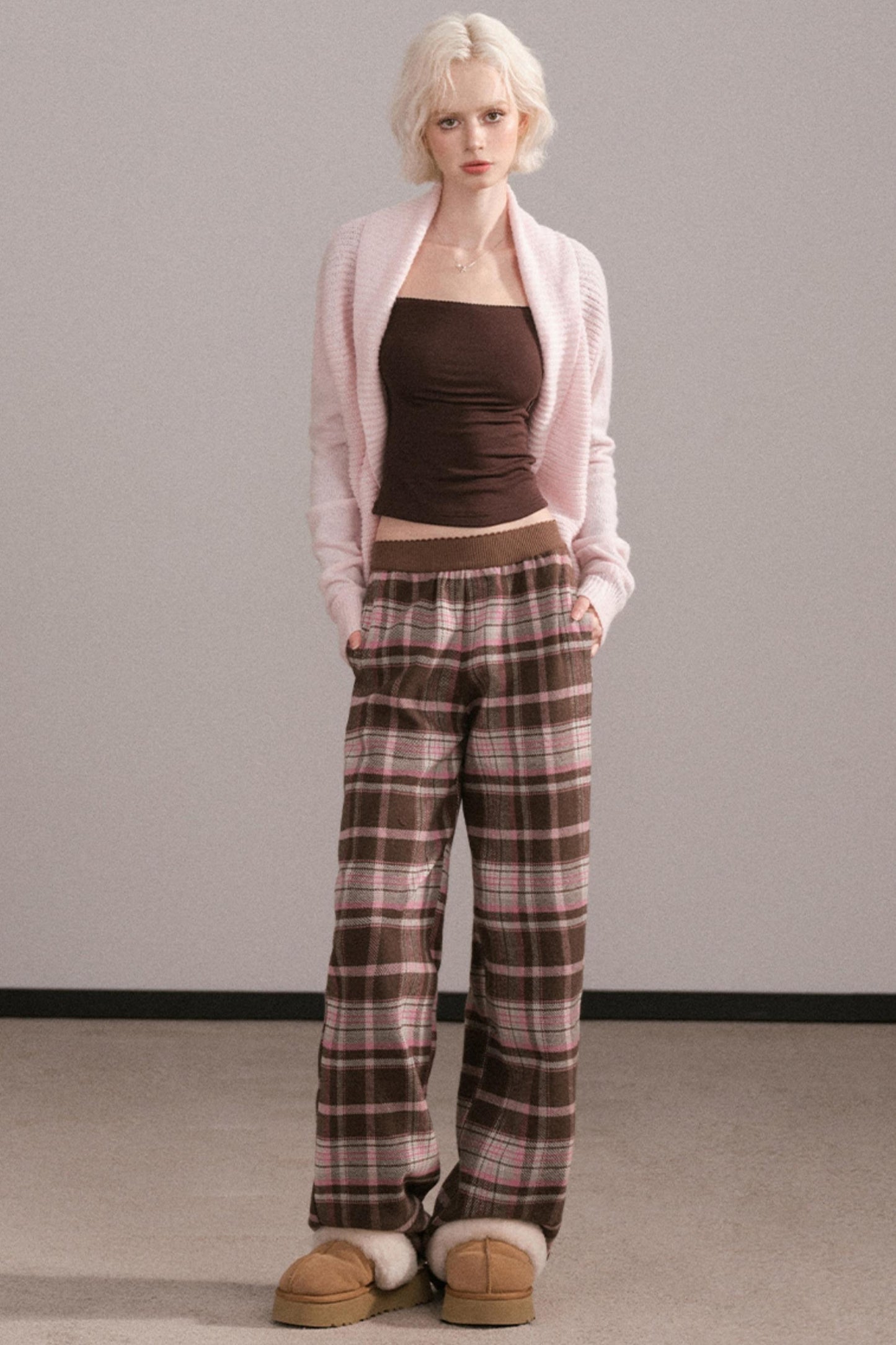 Retro Pink Plaid Pants