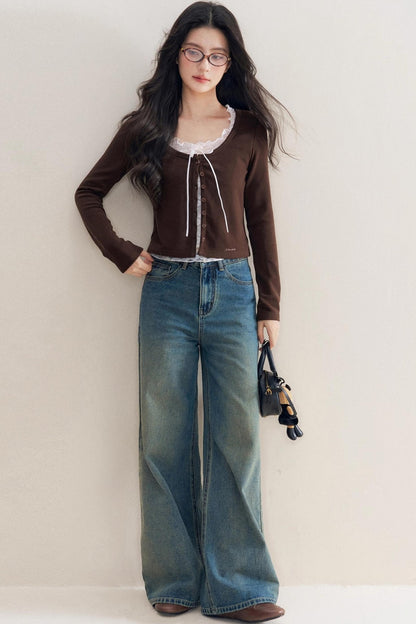 Romantic Lace Chocolate Cardigan