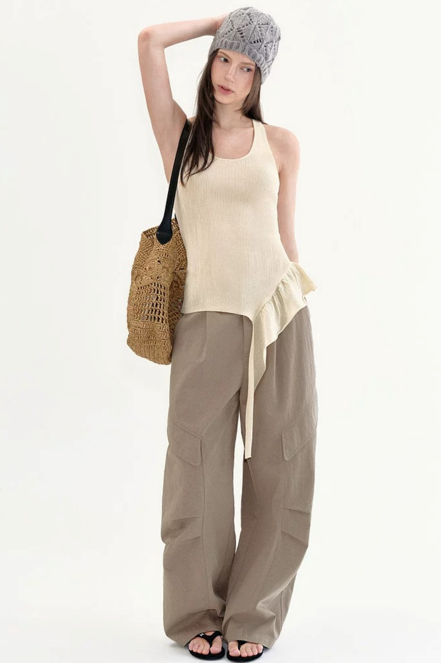 Fano Ruffled Halter Backless Tank