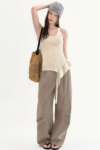 Fano Ruffled Halter Backless Tank