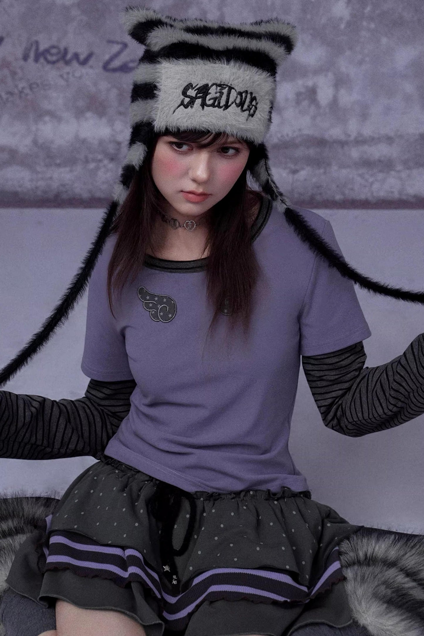 Black and Purple Two-Piece Top