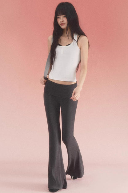 Pantalones de punto con cinturilla doblada