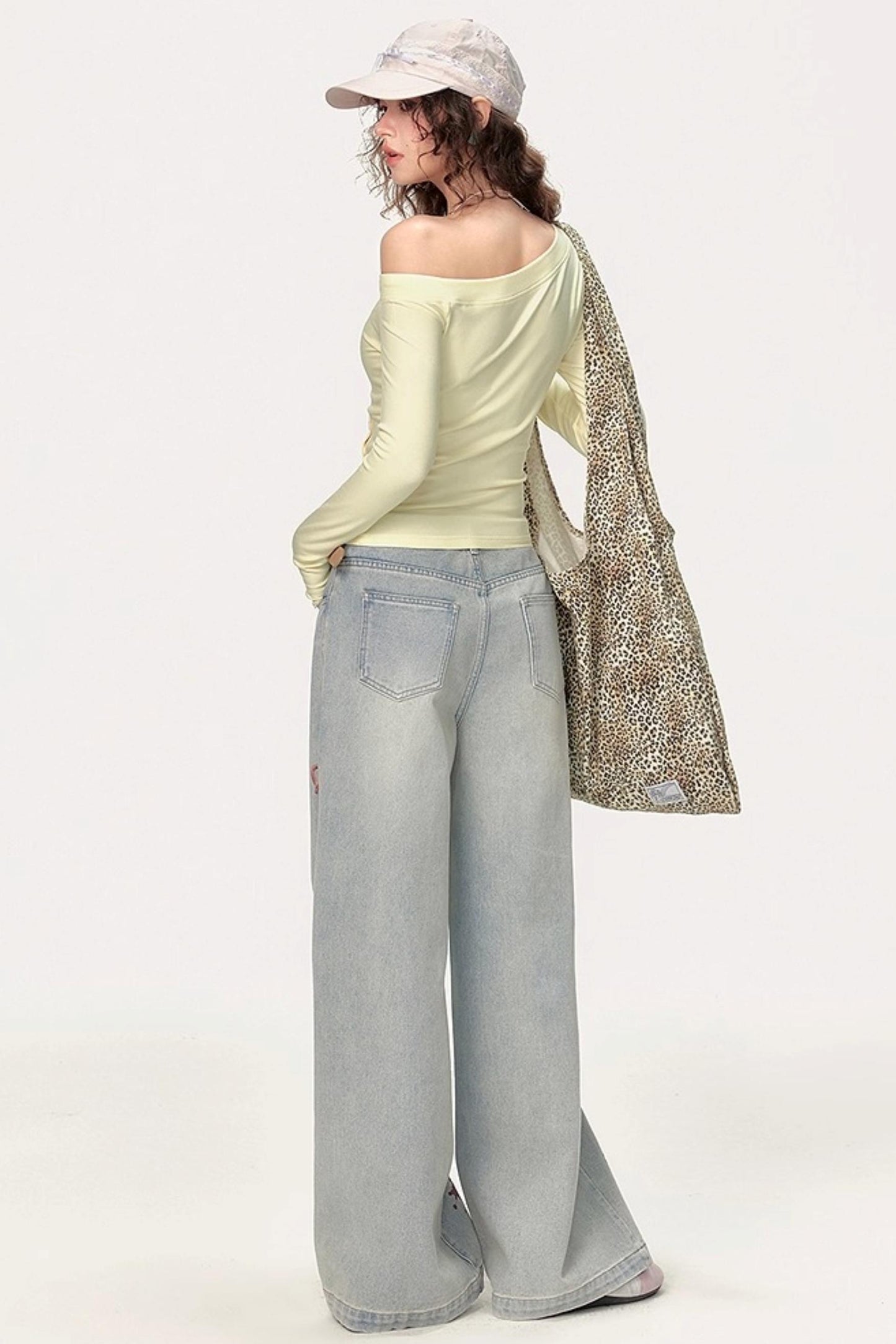 Luxury Straight Denim Wide-Leg Pants