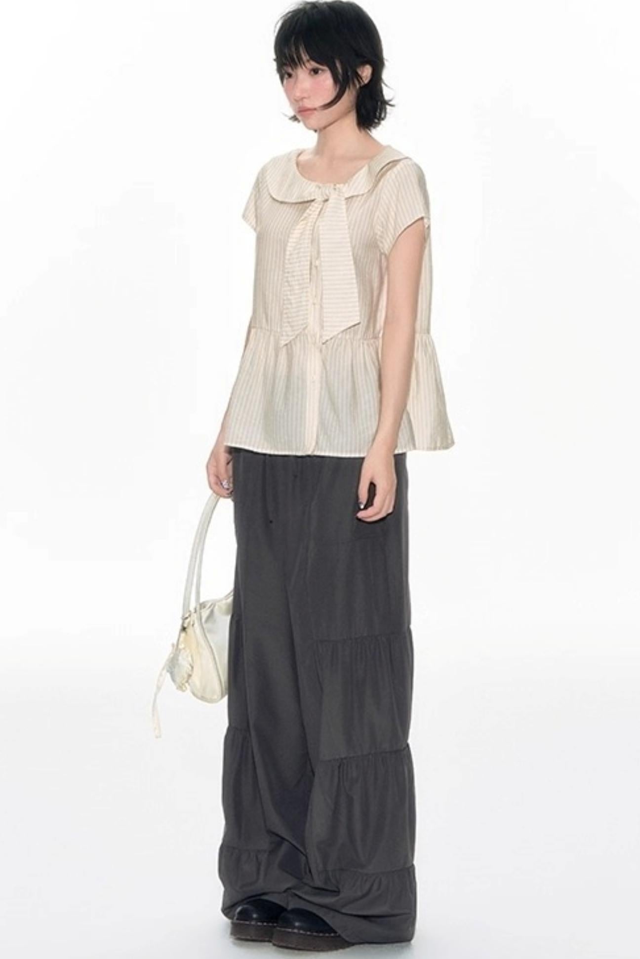 Summer Elasticated Wide-leg Pants