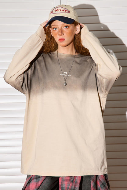 Gewaschenes Gradient Langarmshirt 