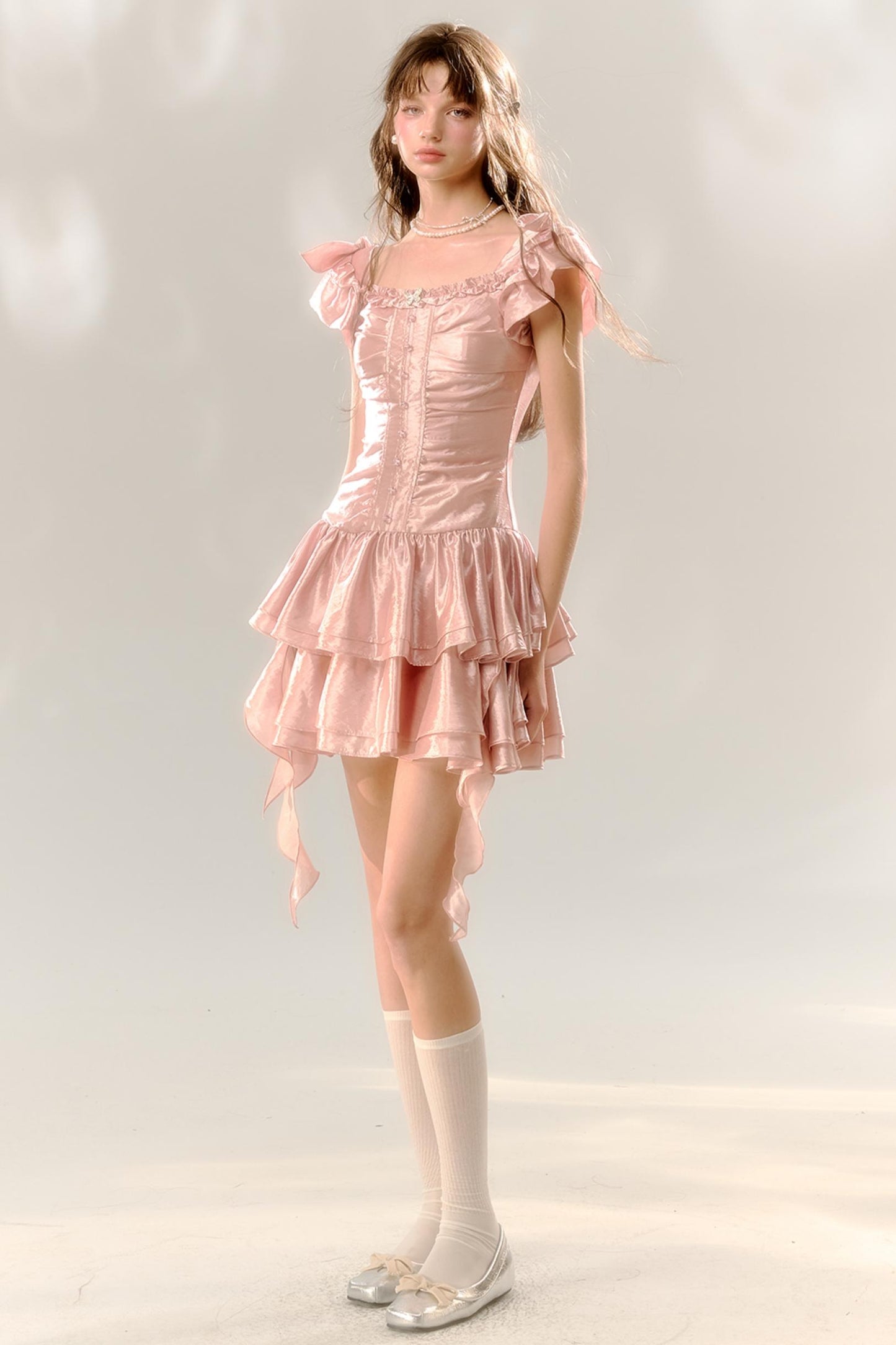 Birthday Cake Pink Pleated Dress