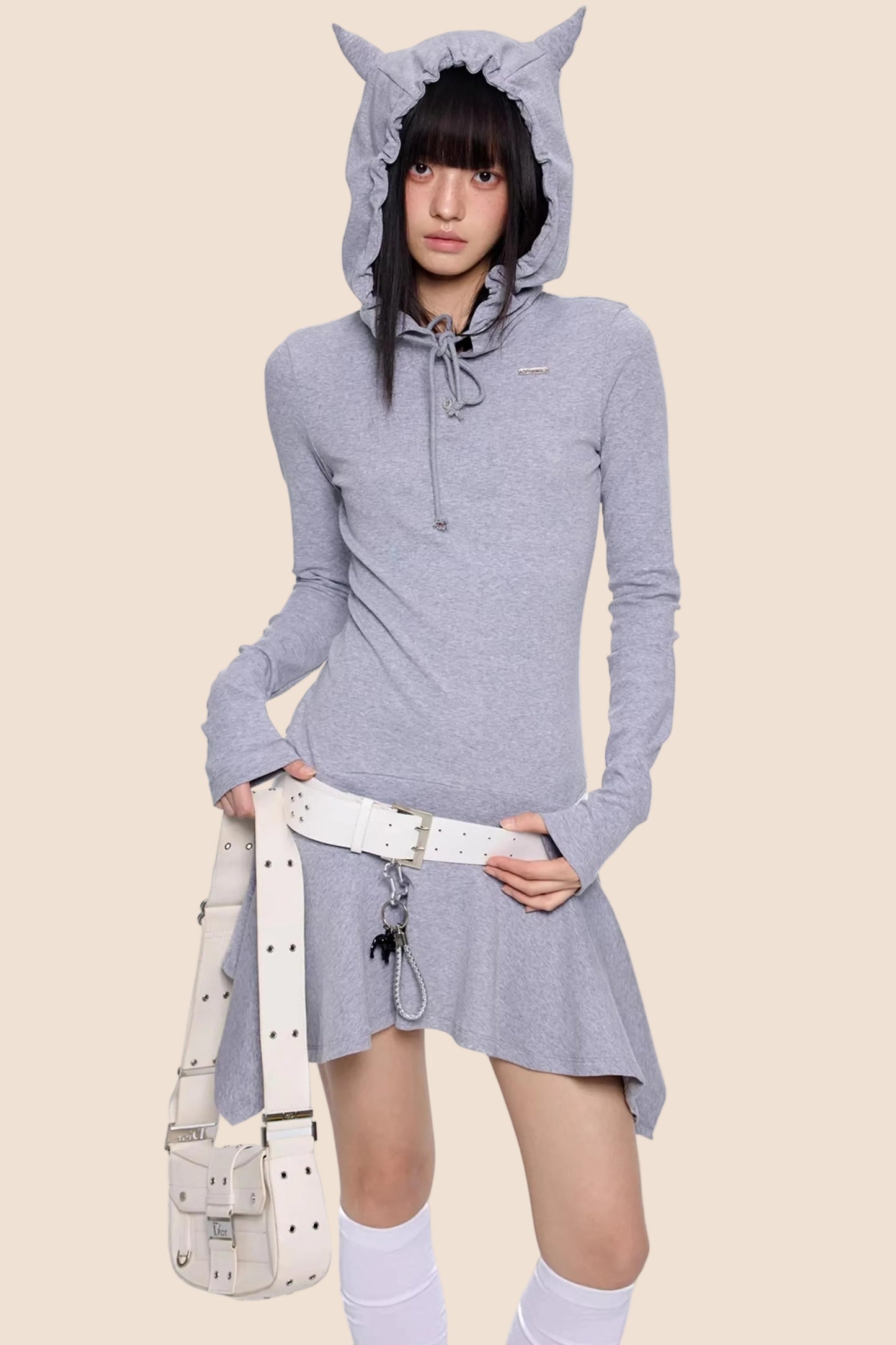 Retro Y2K Gestreiftes Kapuzenkleid