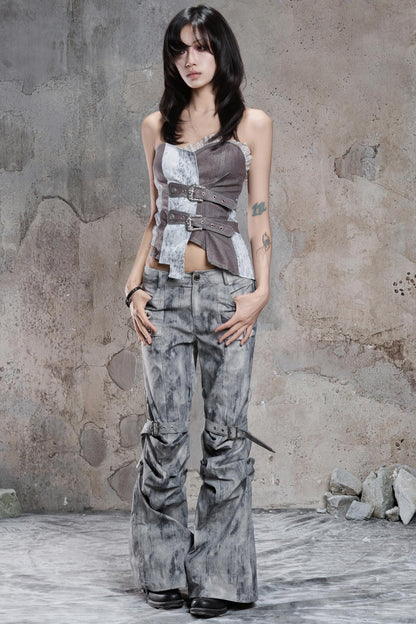 Vintage Distressed Slim Fit Trousers