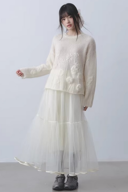 Snow Velvet Creamy Skirt