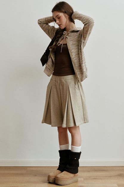 Yarn-Dyed Wool Bermuda Skirt