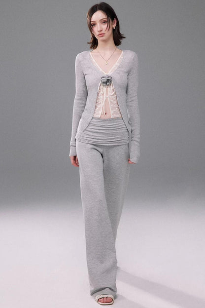 Lace Knit Two-Piece Top