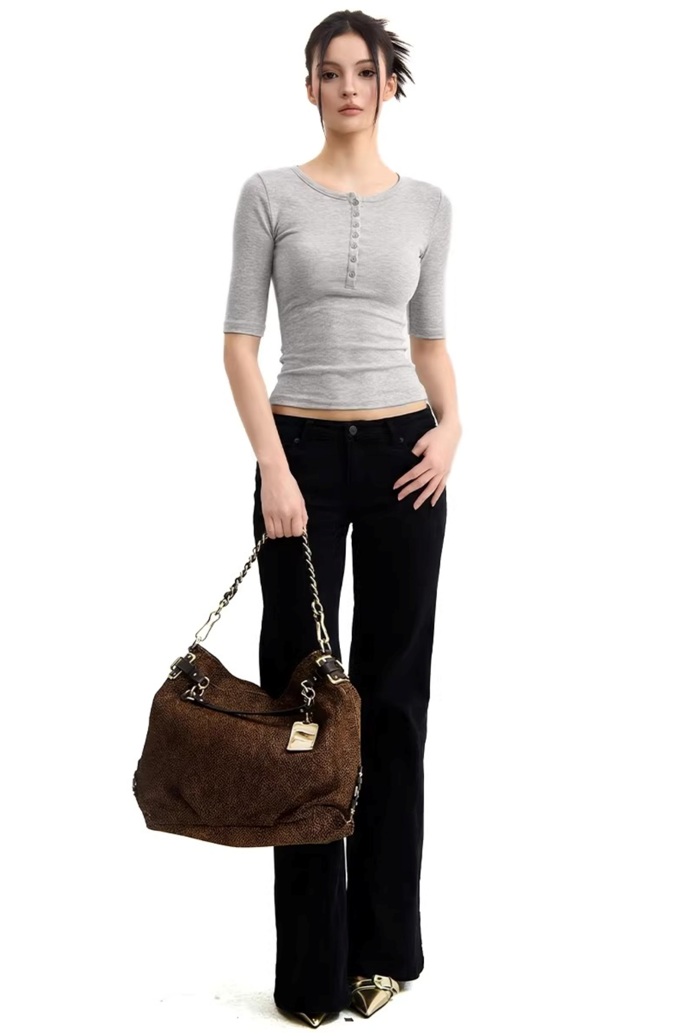 Solid Color Henley Top