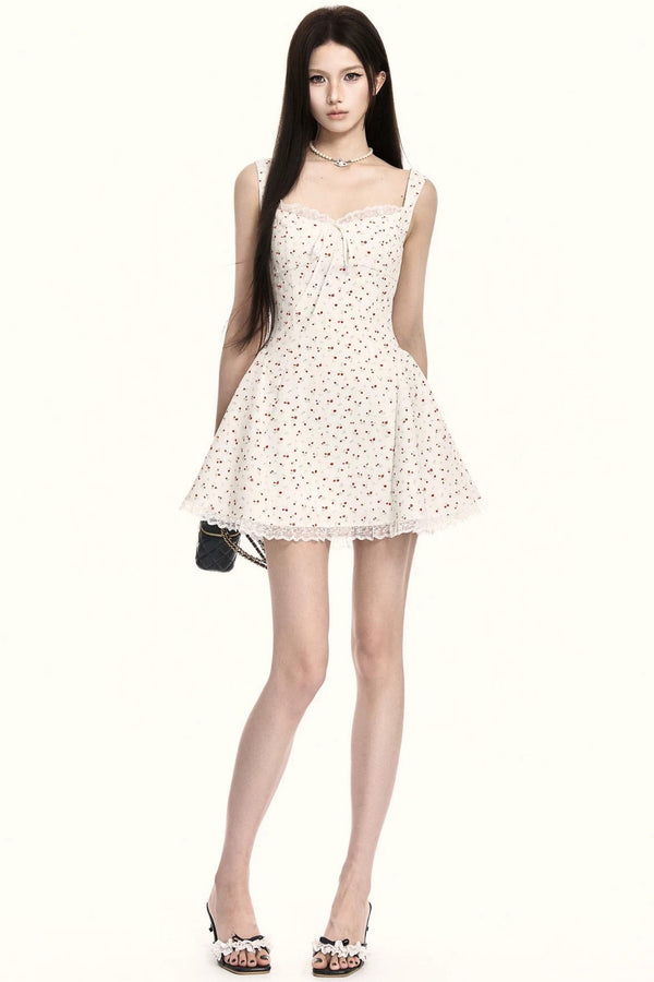 French Floral Square Neck Dress